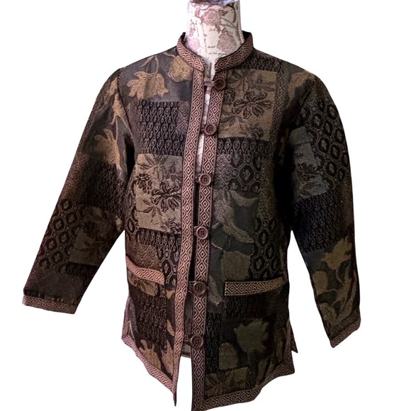 Tudor Court Jackets & Blazers - Tudor Court Patchwork Jacket Blazer Womens Size M Kimono Style Buttons